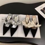 French Small Fragrant Feng Tuk-Head Half-Slipper Fairy Shoes Wear 2025 New Spring And Summer Bow High And Cool Drag HZ0115