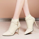 French Fine And Temperament Women's Boots Autumn And Winter With Velvet Warm Tips Super High And Short Boots Naked Boots Fashion �C�Cøâ€?Boots HZ0115