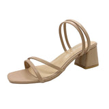 Black Fine Sandals Women 2025 New Medium Heds Slippers Women Wear Coarse Heel With Women's High Heels HZ0115