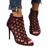 Summer High-Heeled Sandals Fashion Simple Comfortable Toe Sexy Hollow Daily Fine Heel Sandals HZ0115