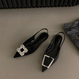 French Flat Black Stumbling Bag Head Sandals Women 2025 New Spring And Summer Sharp Drill Temperament Single Shoes HZ0115