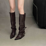 Belt Buckle ~ Trouser Boots Coarse And Boots Boots Girl Hottie High Boots Pointed Black Pants Tube Boots HZ0115