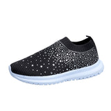 2025 Large-Size With Diamond Flying Sneakers New Net Shoes Women's Shoes Low-Heeled Mesh Sports Casual Shoes HZ0115