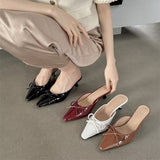 In The Summer Of 2025, The New Bow In The Fine Heel Muller Shoes Half Slippers Women's Large-Size High-Heeled Single-Shoe Sand Slippers HZ0115
