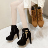 2025 New Large-Size Martin Boots Women Fashion Zip Side Zipper Ultra-High And Solid Color Small Short Boots HZ0115