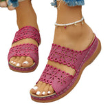 Large-Size Hollow Flowers One-Word Slippers Women In The Summer Of 2025 New Leisure Thick Bottom Slope And Cold Slippers Women HZ0115