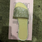 2025 Summer Women's Flat Bottom Slippers Large Code New Bright Drill Flat Bottom Slippers Women Cold Slippers HZ0115