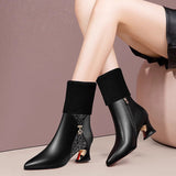 Autumn And Winter Warm Haired Boots In The Thick Boots And 2025 New Knitted Sharp Leather Boots HZ0115