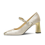 New Chinese Style Mary Jane Single Shoes 2025 New Square Word With High Heel Women's Shoes Fashion Shoes HZ0115