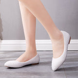 White Flat-Soled Bridesmaids Wedding Shoes To Take Pictures Of Women's Singles Handmade Pearls Pregnant Women's Shoes HZ0115