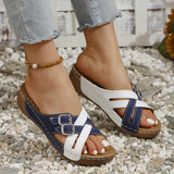 Large-Size Thick-Bottomed Slippers Women's 2025 New Fish Mouth Thick Bottom Belt Buckle Color Letter Cool Slippers HZ0115