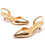 5 Cm Large-Size Fine-Heeled Pointed Sandals Behind The Cool Striped High Heels White High Heels Women's Golden Wedding Shoes HZ0115