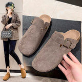 Bag Head Slippers Female Couple Softwood Tug Wish Large Size Roman Shoes Casual Half-Dragging Lazy Shoes HZ0115