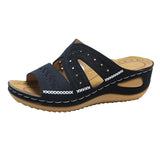 43-Yard Cool Slippers Women's Slope And Fish Mouth Thick-Sed Large-Size Shoes Multi-Color Optional Embroidery Cool Drag Woman HZ0115