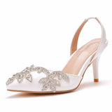 7 Cm Light-Mouthed Sharp White Wedding Sandals Fine Heel Size Size Diamond Chain Wedding Shoes Wedding Shoes Wedding Shoes HZ0115