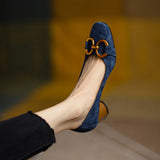 French New Style ~ Retro High-Heeled Women's New Square Commuting Wind Coarse Heel Single Shoes 5Cm HZ0115