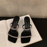 2025 New Summer Wear Cool Drag High Heel Sandals French High-End Water-Drilled Slippers Fairy Shoes HZ0115