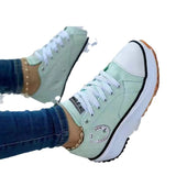 2025 New Summer Canvas Shoes Casual Breathable Single Shoes Large Women's Shoes Thick Soles Lace Women's Shoes HZ0115