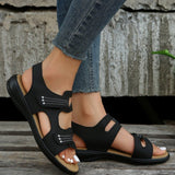 Sandals Summer New Slopes And Sandals Magic Buckle Thick Soles Large-Size Leisure Solid Sand Beach Shoes HZ0115