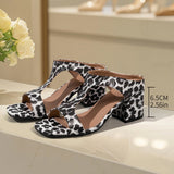 Sexy Leopard-Print High-Heeled Sandals Women Large-Size Zebra-Ssed Coarse Heel Sandals HZ0115