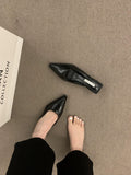 Naipa ~ Vintage Bag Head Half Slippers Women Outside Wearing A Lazy One-Legged Tip-Teller Shoes Coarse Heel Half-Shoe Single-Shoe Female HZ0115