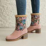 2025 Autumn And Winter New Snow Boots Flowers Scrub Coarse And Medium Boots Two Thick 43 Large Size To Keep Warm Cotton Boots HZ0115