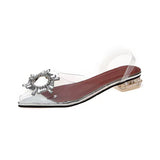 2025 Spring And Summer New Pointed Word With Sunflower High Heels Transparent Crystal Shoes Coarse Heel Glass And Sandals Woman HZ0115