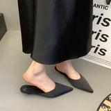 French Tip Fine Low-Heeling Bao-Head Half-Tug Woman Spring 2025 New Niche Design Shallow Foot Pedal Slippers HZ0115