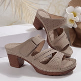 2025 New Summer Slope And Fish Mouth Slippers Women's Casual Large-Size Coarse And Slippers With Solid Color HZ0115