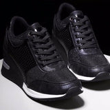 Casual Slope Heel 2025 Autumn And Winter Thick Soles Thick-Soled Shoes Round Head Cross-Lace Casual Shoes HZ0115