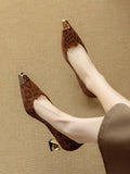 French Temperament High Heels Women 2025 Spring New Light Mouth Single Shoes Small Fragrant Leopard Pattern Evening Shoes HZ0115