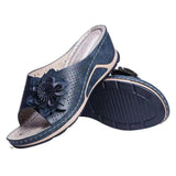2025 Summer New Slope With Flowers Fish Mouth Large-Size Slippers Car Sewing Hollow Women Casual Cold Slippers HZ0115