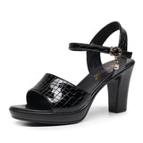 Painted Skin Thick Heel Waterproof Table One-Word Sandals Size Code 32-43 Fashion Show-High-Heeled Sandals Shoes Women HZ0115