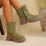 Snow Boots Autumn And Winter New Large Size Side Zip Hair Anti-Slip Waterproof Plus Thick Low-Tight Cotton Shoes HZ0115