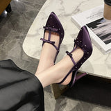 Spring And Autumn 2025 New Sharp-Colored Silk Satin Light Mouth With Back Air Water Drill High Heel Women's Fine Heel Single Shoes HZ0115