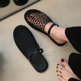Beach Holiday Wind Net Woven Hollow Bag Head Slippers Summer New Korean Version Of Leisure Wind With Cold Slippers HZ0115