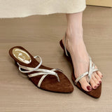 Old Morning Feeling Two Wear!Retro Velvet Face Tip Chuckle One Word With Slopes And Sandals Women Summer Dew Toe Cool Drag HZ0115
