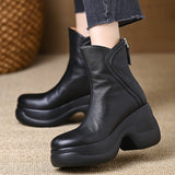 8.5Cm Small Thick-Bottomed Leisure Boots Round Head Zipper Ultra-High And Temperament Warm And Comfortable Chelsea Boots HZ0115