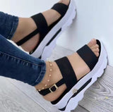 Summer New Word With Thick Bottom Slope And Ladies Sandals Casual Buckle High HZ0115