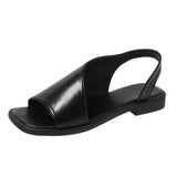 Leopard Sandals Women 2025 Summer New Large-Size Fish Mouth Side Empty Fashion Thick Heel Low-Heeled Sandals Tide HZ0115