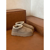 Hong Kong Thick Snow Boots 2025 Autumn And Winter New Fur Integrated Boots Thick-Soled Northeast Cotton Shoes HZ0115