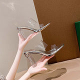 2025 Summer Slippers Women's Summer To Wear The New Crystal Coarse And Exposed Cool Drag Transparent Temperament High-Tall One-Word Drag HZ0115