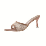 Sexy Pointed High With A Word Slippers Women's Net Yarn Water Toe Fish Mouth Fashion Cold Slippers HZ0115