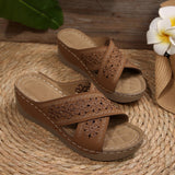 2025 Summer New Women's Slope And Thick-Soled Slippers Large-Size Fish Mouth Leisure Thick-Soled Beach Shoes HZ0115