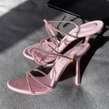 Spring And Summer 2025 New Water Drill Letter High Heels Sexy Dew Fine Heel King With Sandals Women Shoes HZ0115