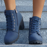 Martin Boots Women's Mid-Autumn 2025 Roundhead Coarse And Short Boots Size High Heel With Side Zipper Fashion HZ0115