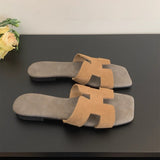 Slippers Women Wear Summer New Korean Cool Drag Soft Flat Bottom One-Word Drag Seaside Beach Shoes HZ0115