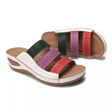 Women's Sandals 2025 Summer New Slope And Spell One-Word Women's Sandals Wish HZ0115