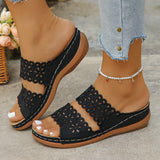 Large-Size Hollow Flowers One-Word Slippers Women In The Summer Of 2025 New Leisure Thick Bottom Slope And Cold Slippers Women HZ0115