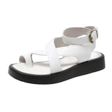 Sandals Women 2025 New Large-Size Coated Toe Polyurethane Deep Base Leisure Outside The Roman Wind Wearing Ring Buckle With Women's Sandals HZ0115